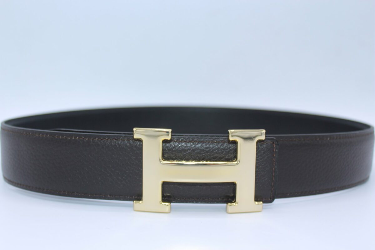 H BUCKLE BELT REVERSIBLE DARK BROWN&BLACK | Belt Point