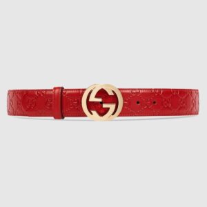 SIGNATURE LEATHER BELT RED