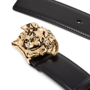 versace black medusa belt gold buckle