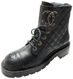 Calfskin Quilted Lace Up Combat Boots