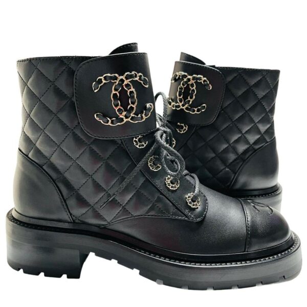 Calfskin Quilted Lace Up Combat Boots