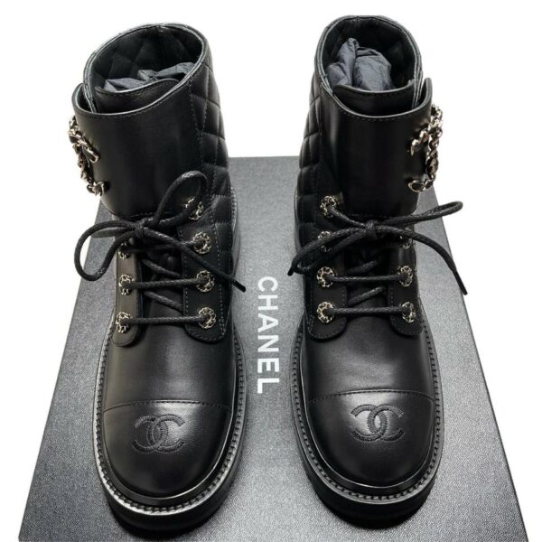 Calfskin Quilted Lace Up Combat Boots