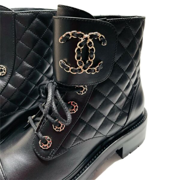 Calfskin Quilted Lace Up Combat Boots