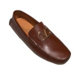 V Buckle Leather Shoe Brown