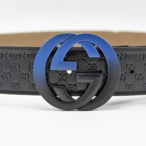 Gcci Signature leather with Black&Blue Buckle